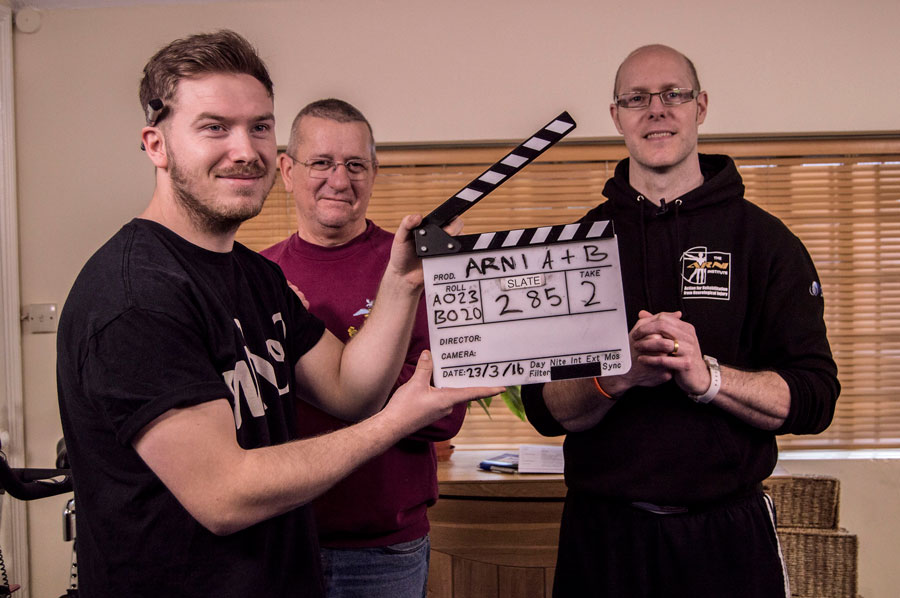 Film slate on DVD series film shoot