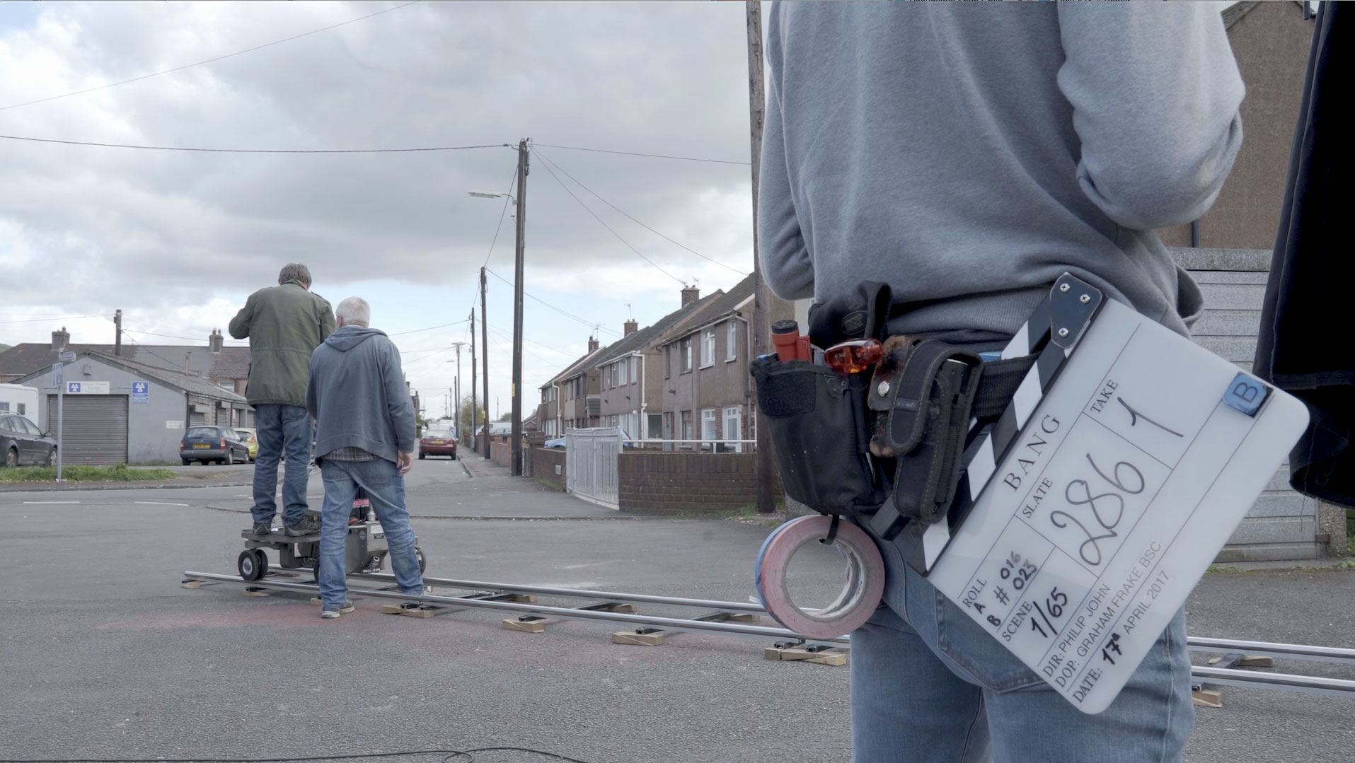 Behind the scenes filming of TV drama Bang in Port Talbot streets