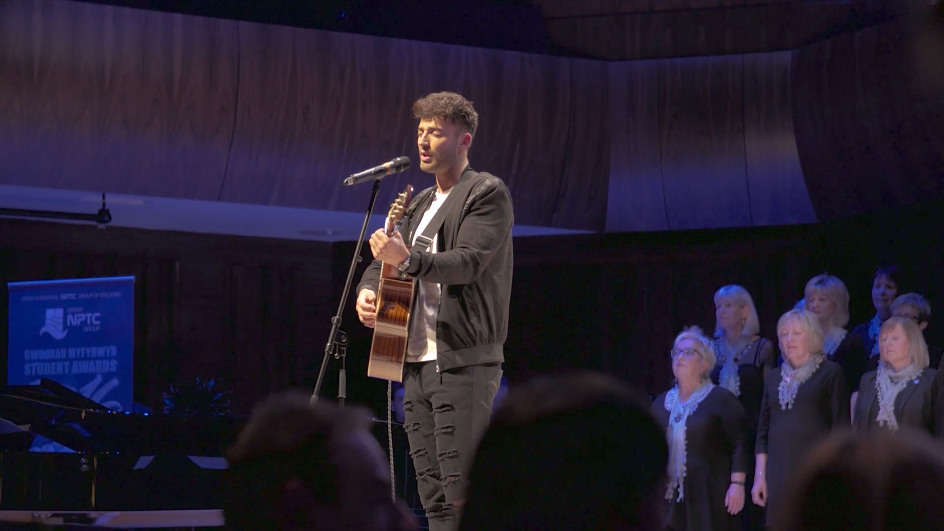 Filming Jake Quickenden at NPTC Group of Colleges' student awards in Swansea