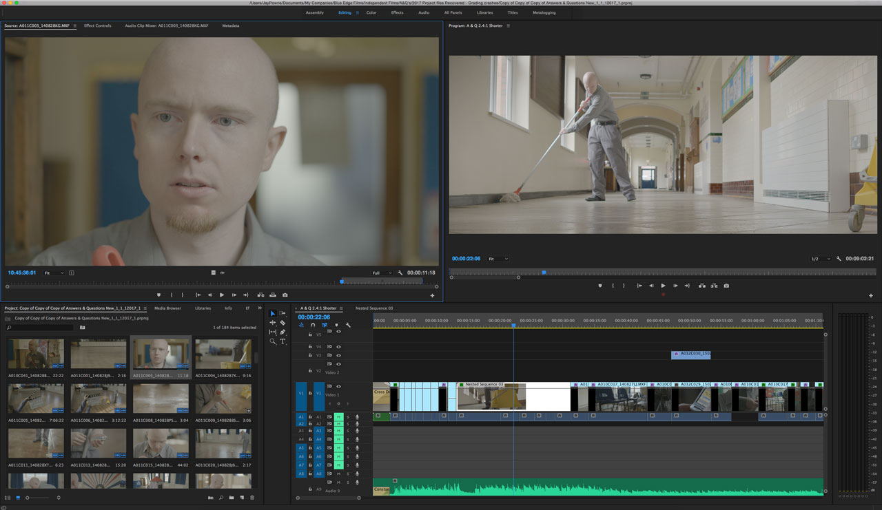 Editing timeline in Premier Pro