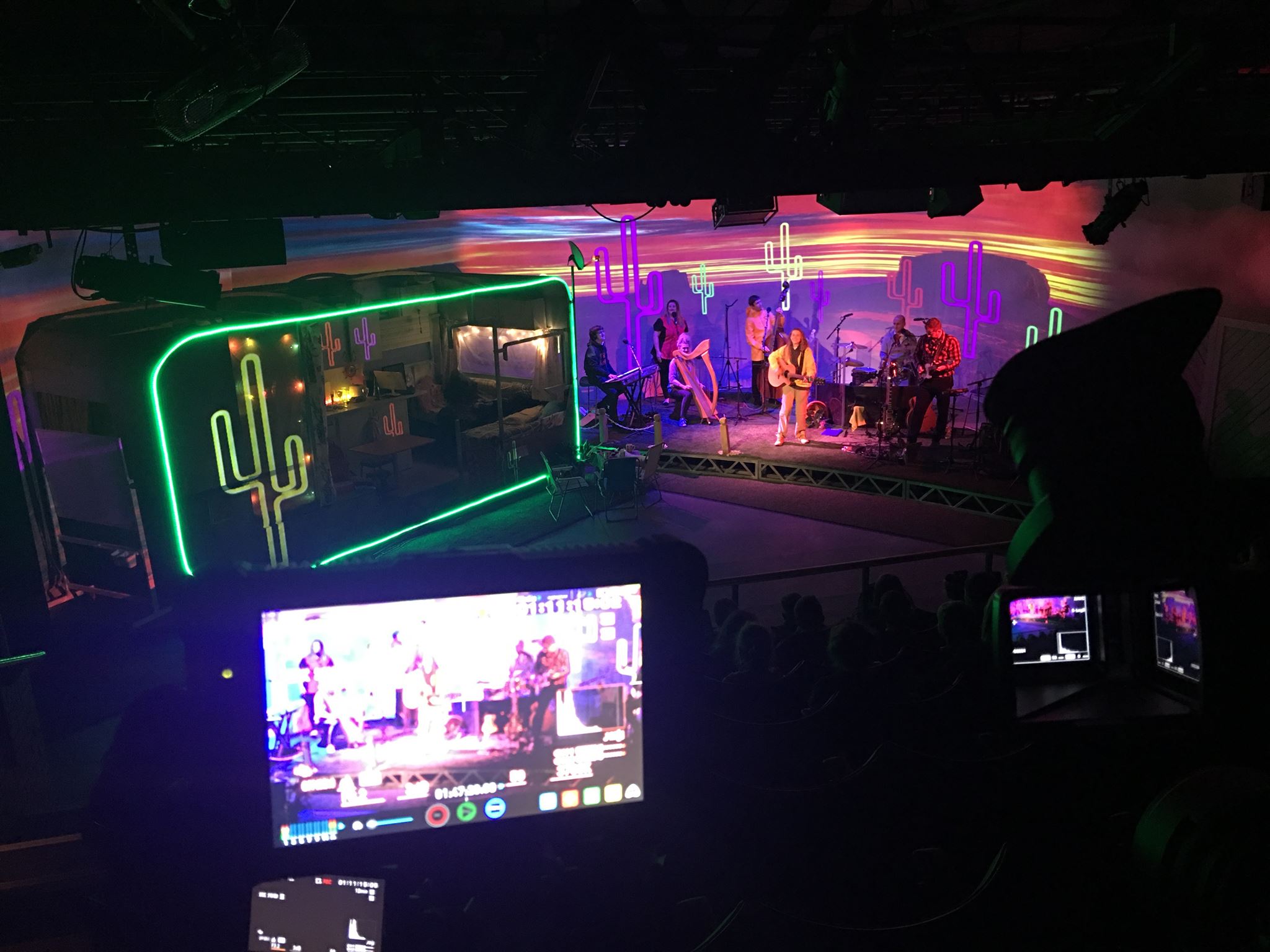 Filming Eye of the Storm show in Dylan Thomas Theatre