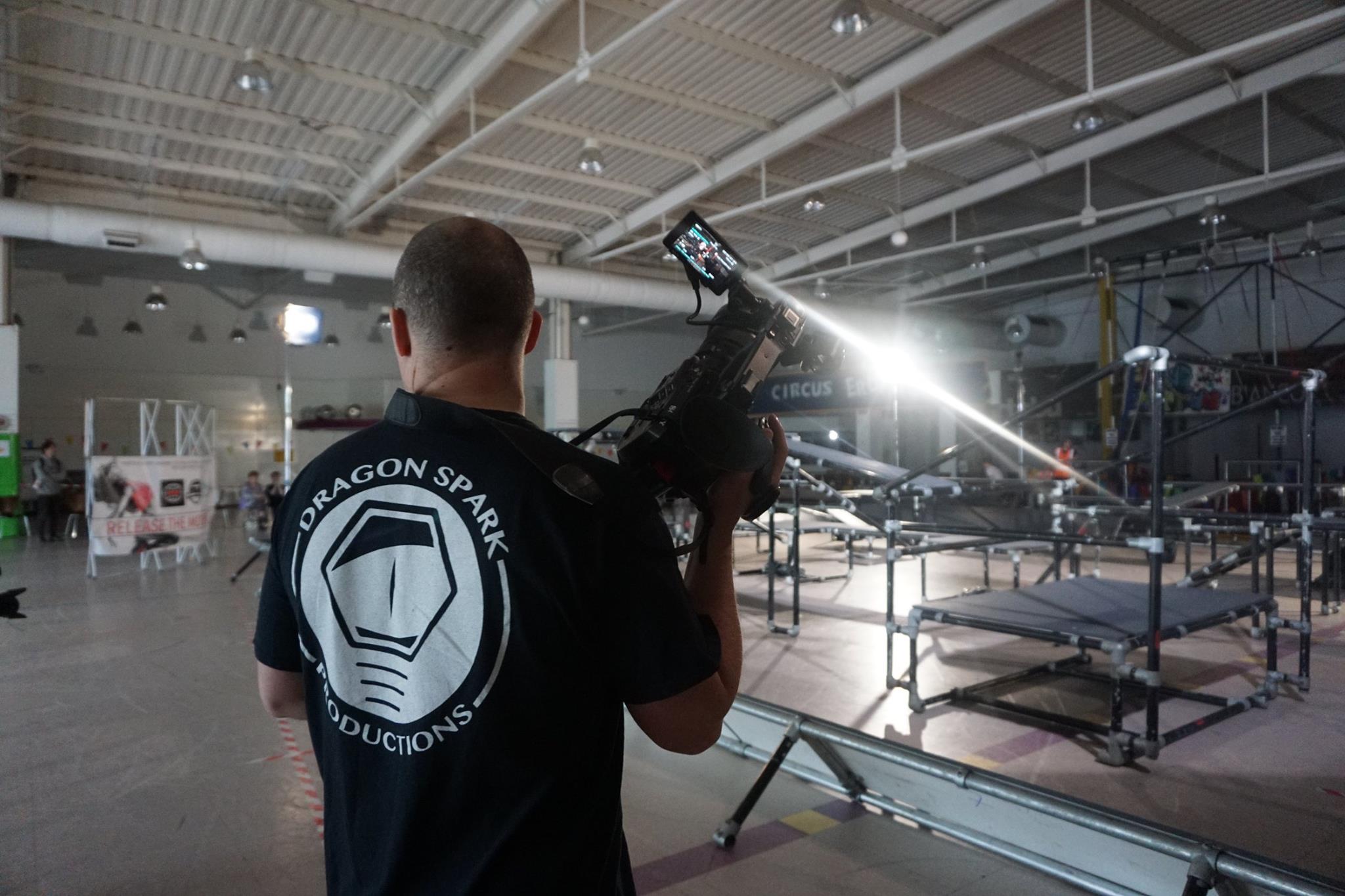 Filming parkour at a street sports competition