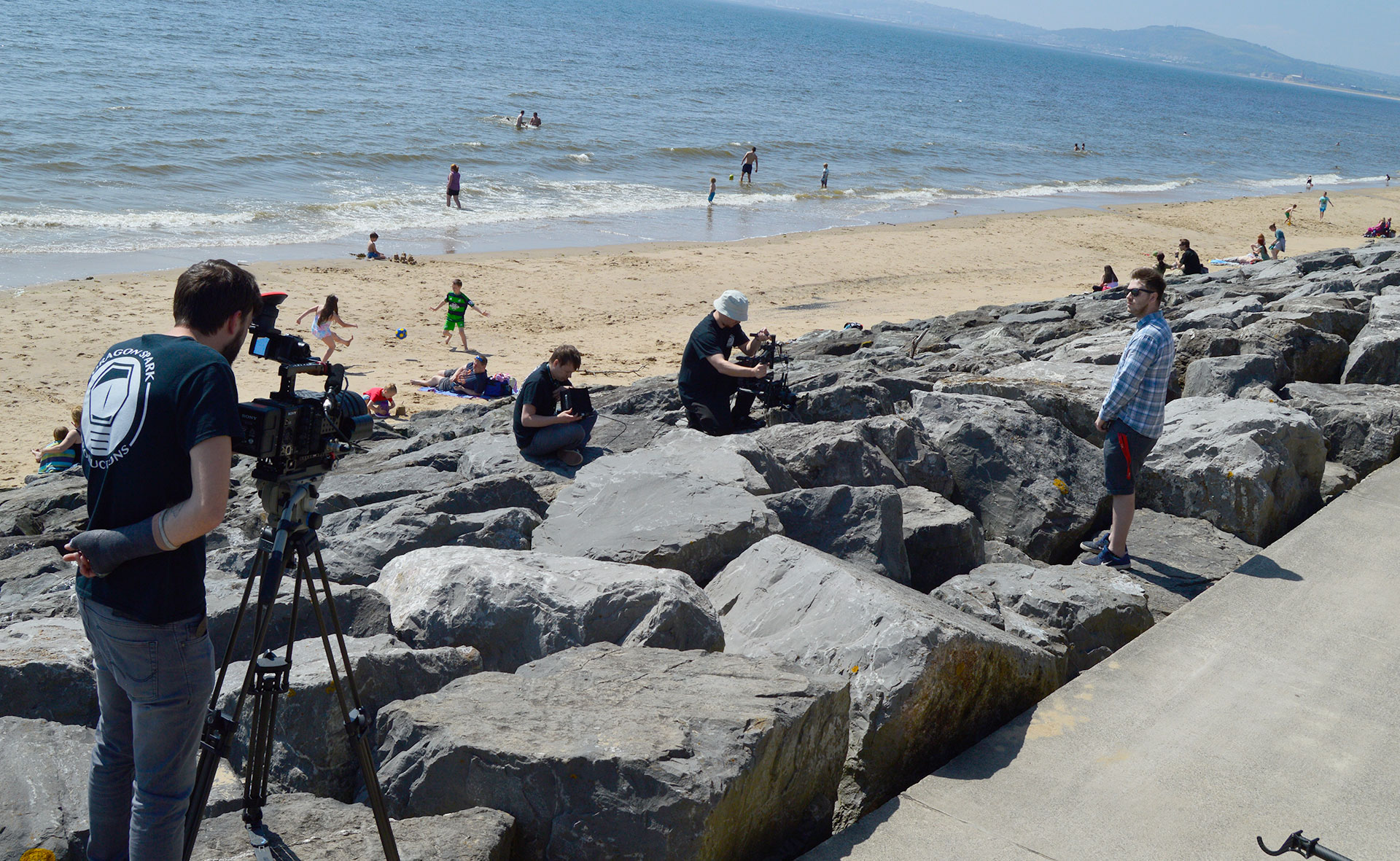 Filming on Aberavon beach