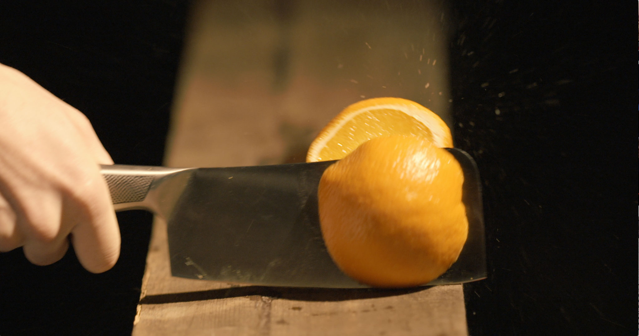 Chopping an orange