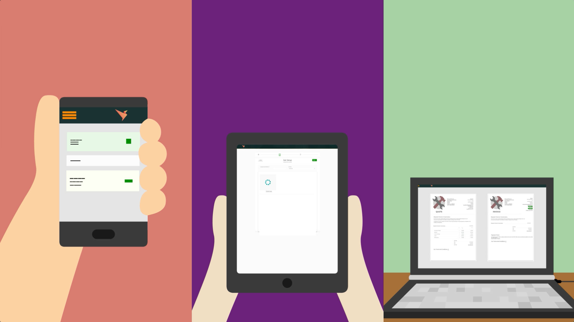 Animated mobile, tablet and computer