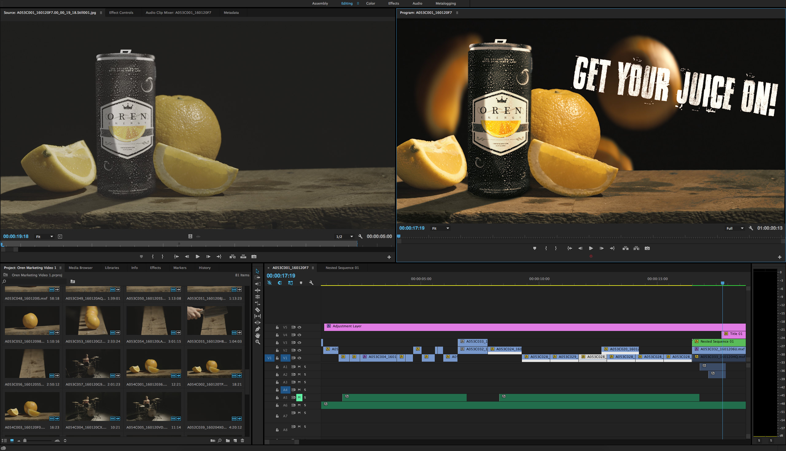 Editing timeline in Premier Pro