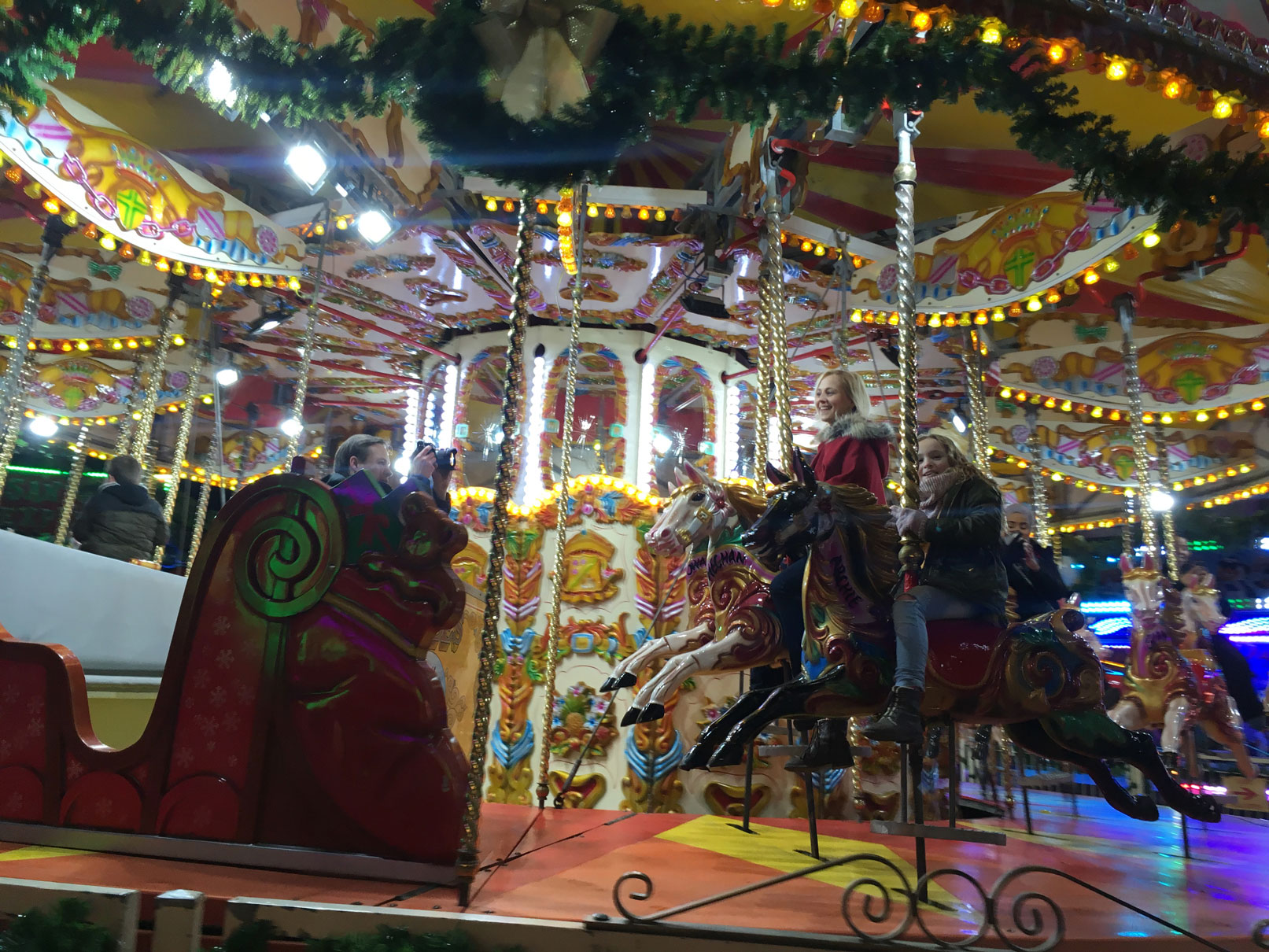 Filming a carousel 